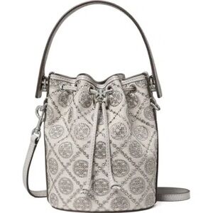 BNWOT Tory Burch Crystal Monogram Mini Bucket Bag